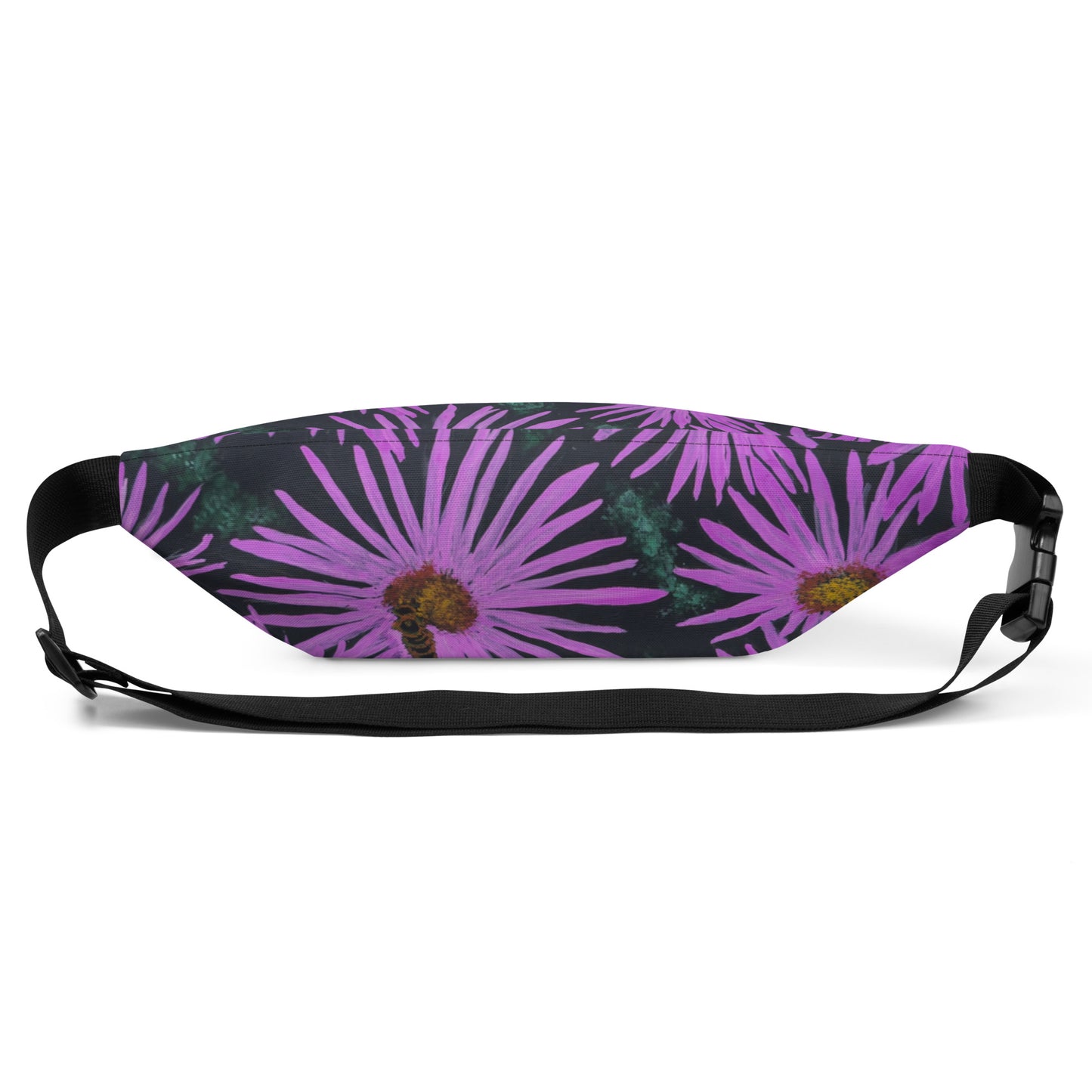 Purple Flower and Bee Belt Bag - Floral Design Fanny Pack by Cathy Dement, Water-Resistant