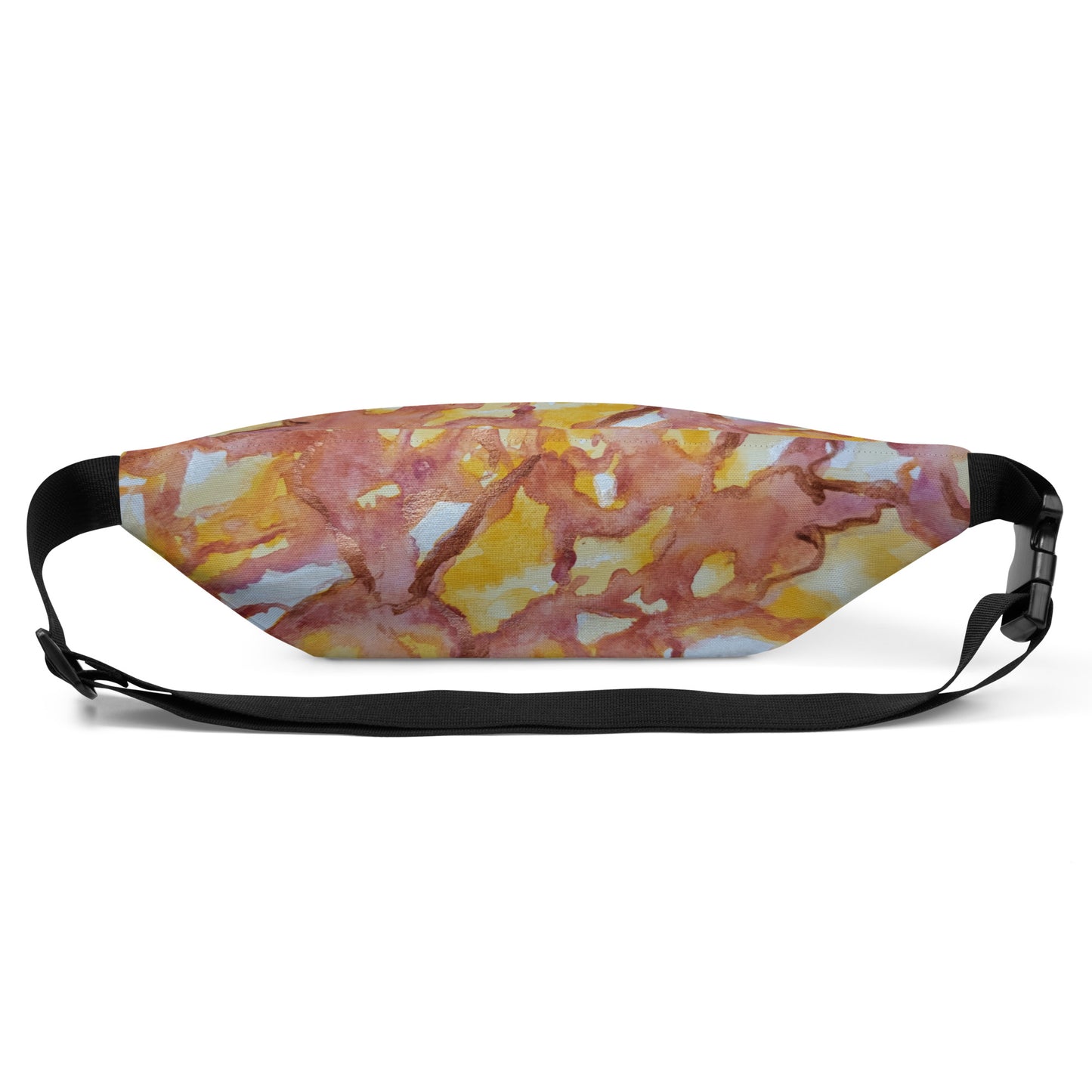 Sunset Veil Abstract Fanny Pack - Red and Gold Artwork Design, Water-Resistant Belt Bag