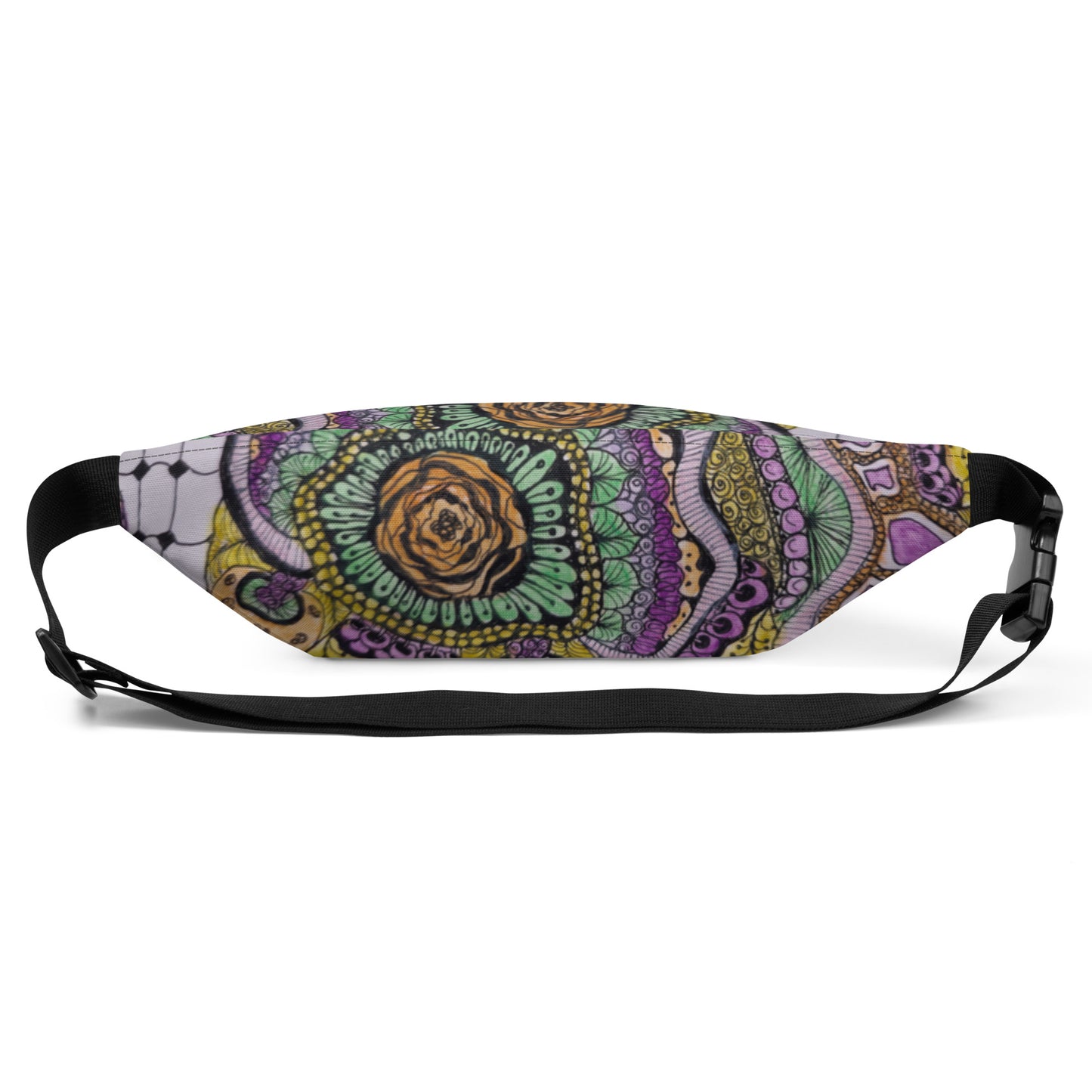 Fanny Pack - Zen Floral Bliss - Colorful Zentangle Artwork Design, Zentangle Design, Water-Resistant Belt Bag by Cathy Dement