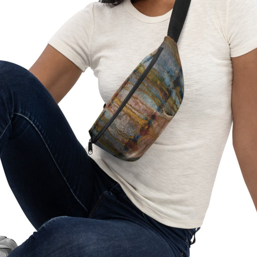 Twilight Reflections Fanny Pack - Abstract Sunset Watercolor Design, Adjustable Straps, Water-Resistant