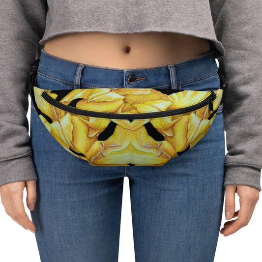 Sunny Blooms Fanny Pack - Yellow Gladiola Floral Design by Cathy Dement, Adjustable Straps, Water-Resistant Belt Bag,