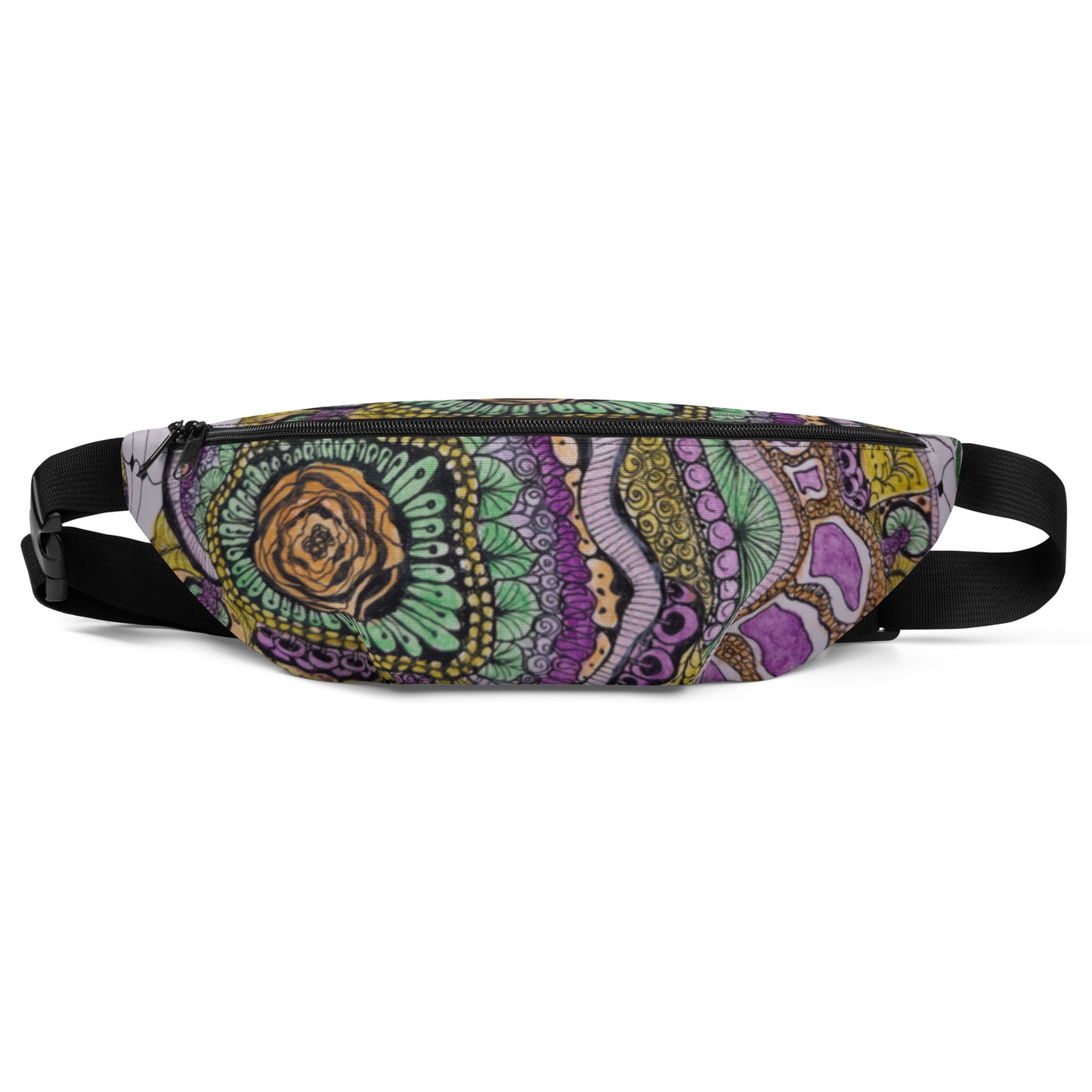 Fanny Pack - Zen Floral Bliss - Colorful Zentangle Artwork Design, Zentangle Design, Water-Resistant Belt Bag by Cathy Dement