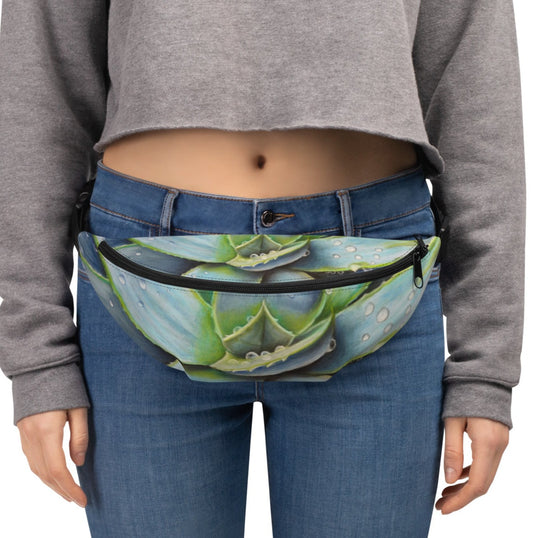 Fanny Pack: Dessert Jewel - Vibrant Agave Plant with Dew Drops, Belt Bag by Cathy Dement