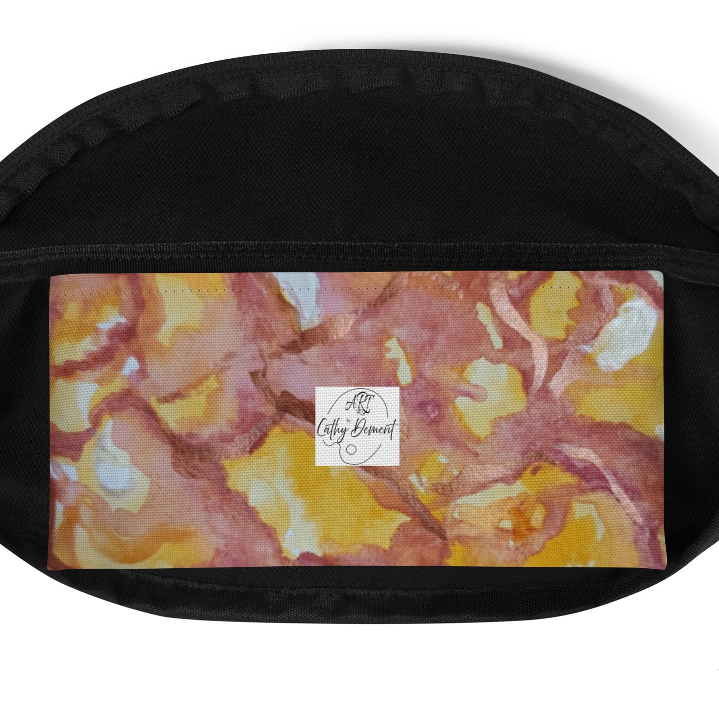 Sunset Veil Abstract Fanny Pack - Red and Gold Artwork Design, Water-Resistant Belt Bag