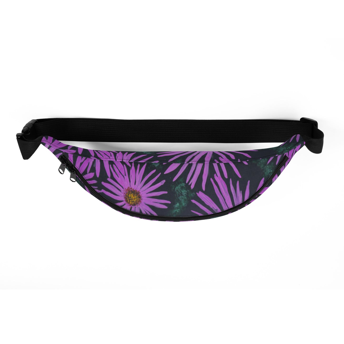 Purple Flower and Bee Belt Bag - Floral Design Fanny Pack by Cathy Dement, Water-Resistant