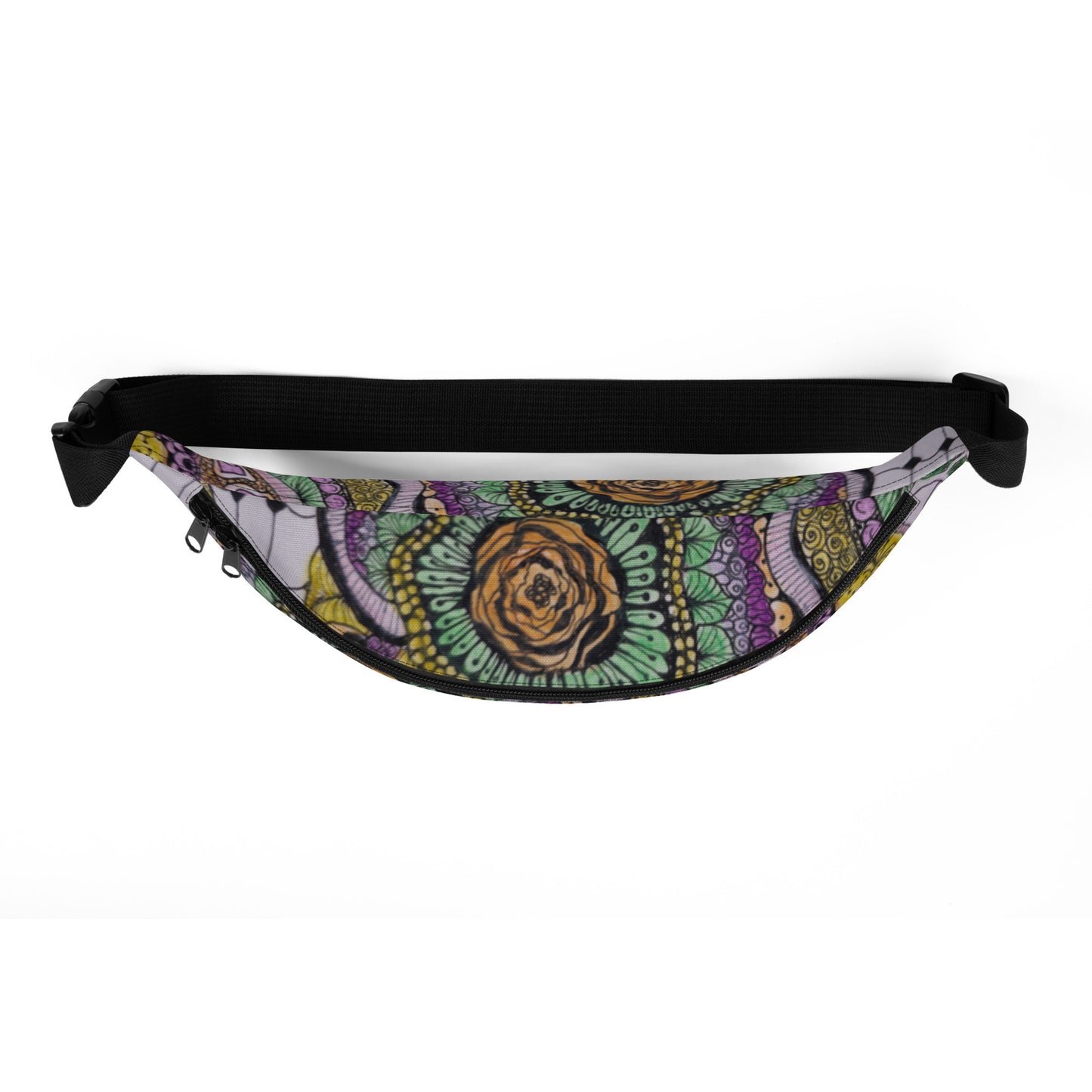 Fanny Pack - Zen Floral Bliss - Colorful Zentangle Artwork Design, Zentangle Design, Water-Resistant Belt Bag by Cathy Dement