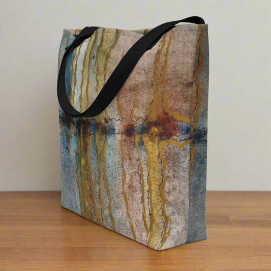 Twilight Reflections Large Tote Bag With Pocket: Abstract Sunset - Stylish Carryall Inspired by Dusk