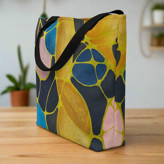 Large Tote Bag with Pocket - Dusk - Vibrant Abstract Artwork Design