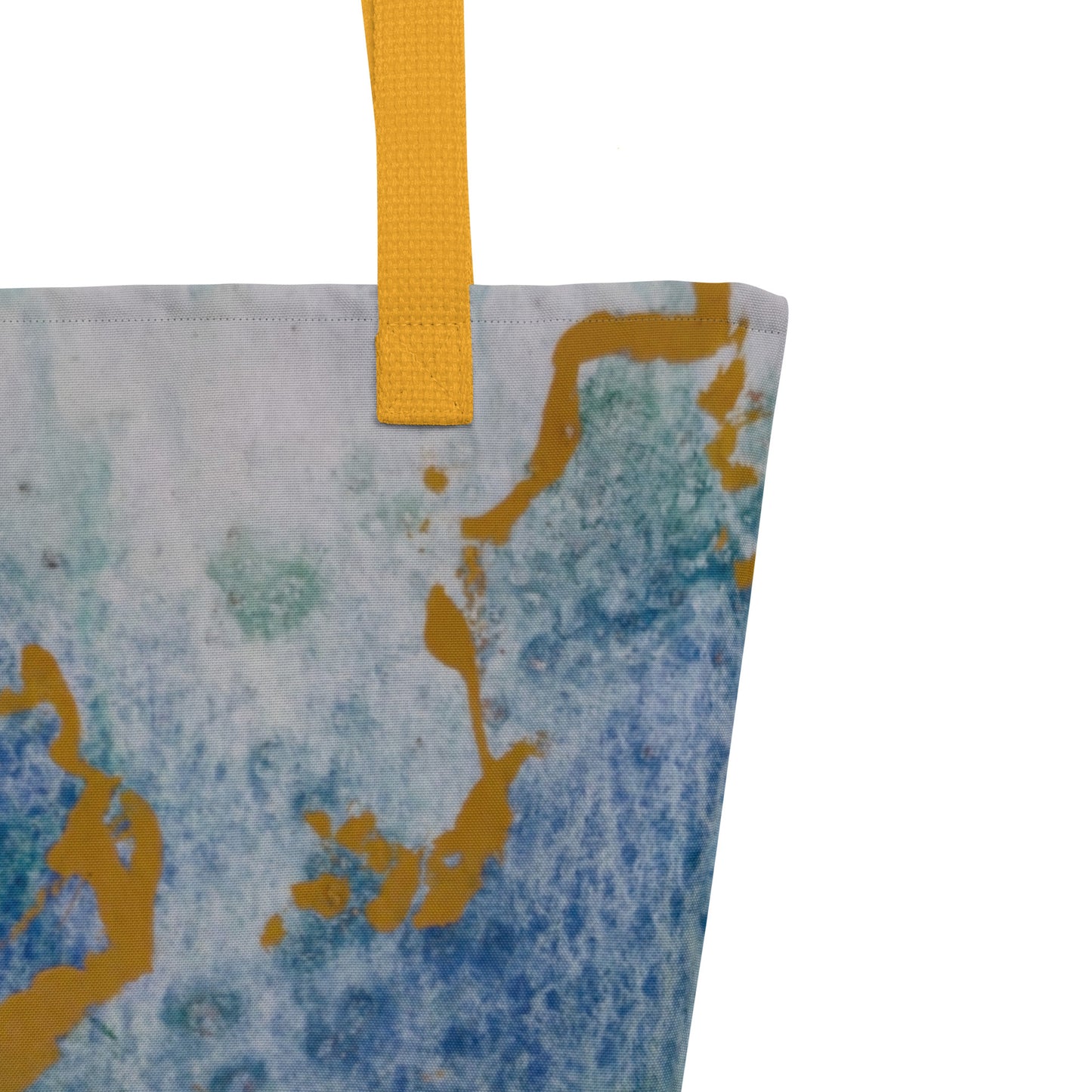 Celestial Dreamscape Tote: Abstract Artwork Design - Blue, Green, and Gold Carryall!