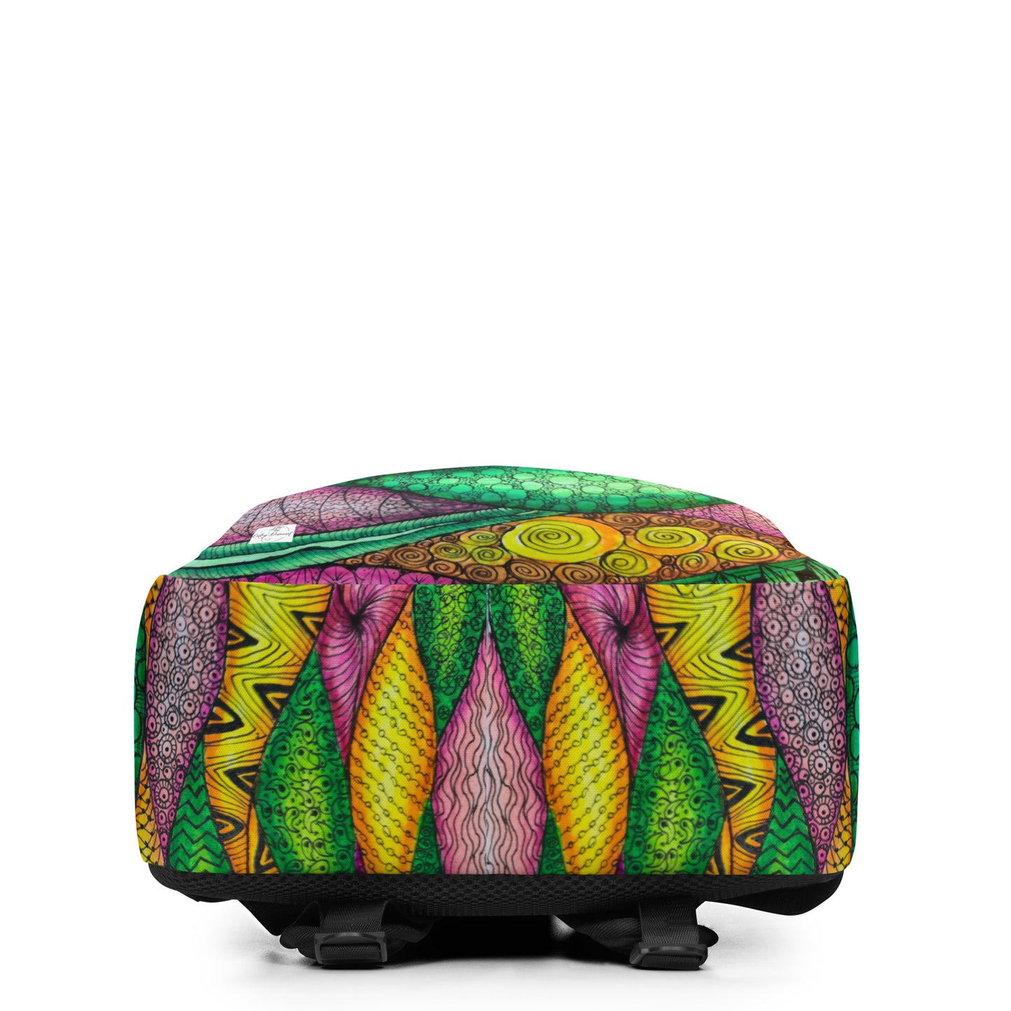 Minimalist Backpack - Zen Bloom, Colorful Zentangle Artwork by Cathy Dement, Wearable Art Bag