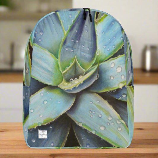 Dessert Jewel Backpack - Vibrant Agave Plant with Dew Drops Artwork by Cathy Dement