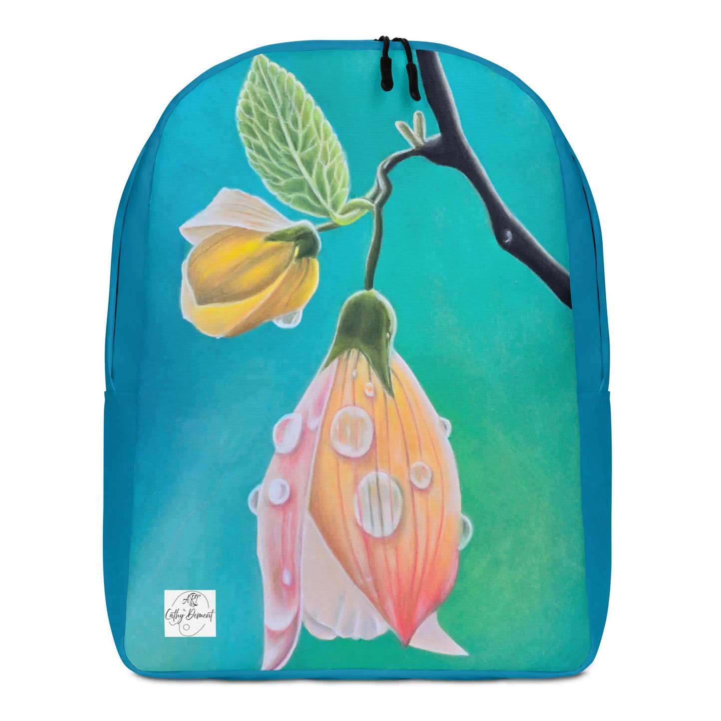 Minimalist Backpack - Tickled Pink, Colorful Abutilon Flower Artwork by Cathy Dement, Wearable Art Bag