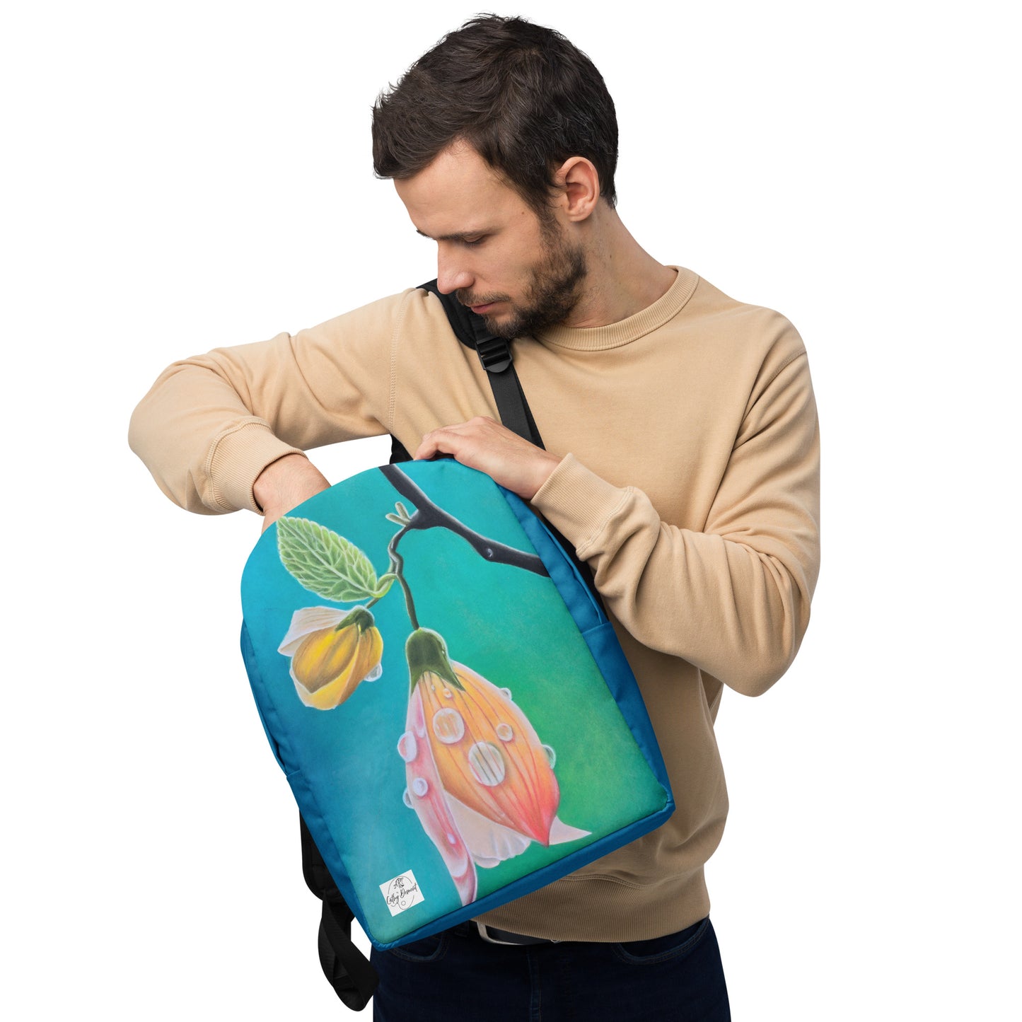 Backpack - Tickled Pink, Colorful Abutilon Flower Artwork by Cathy Dement, Wearable Art Bag