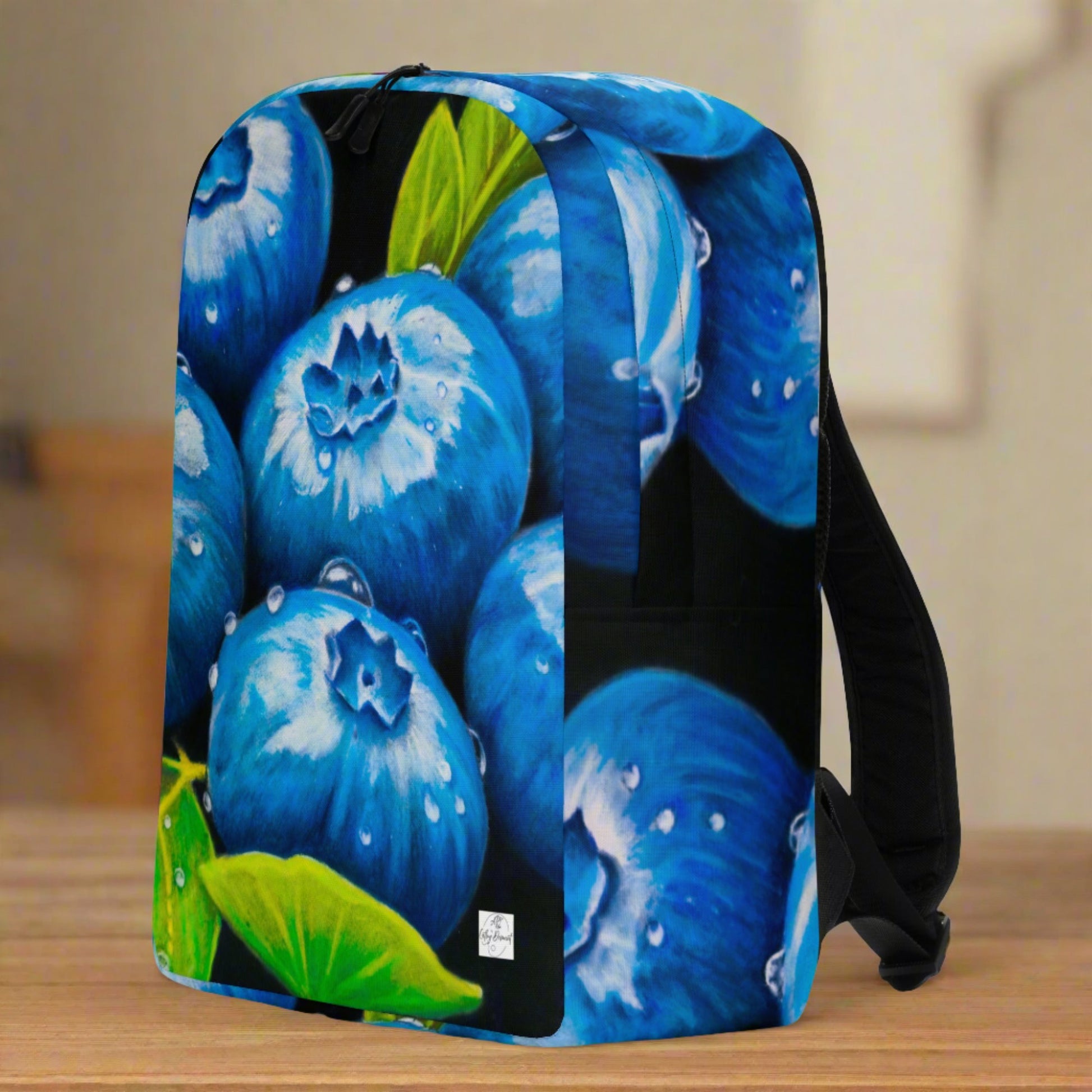 Minimalist Backpack - Blueberry Bliss - Berry Artwork by Cathy Dement, Wearable Art Bag