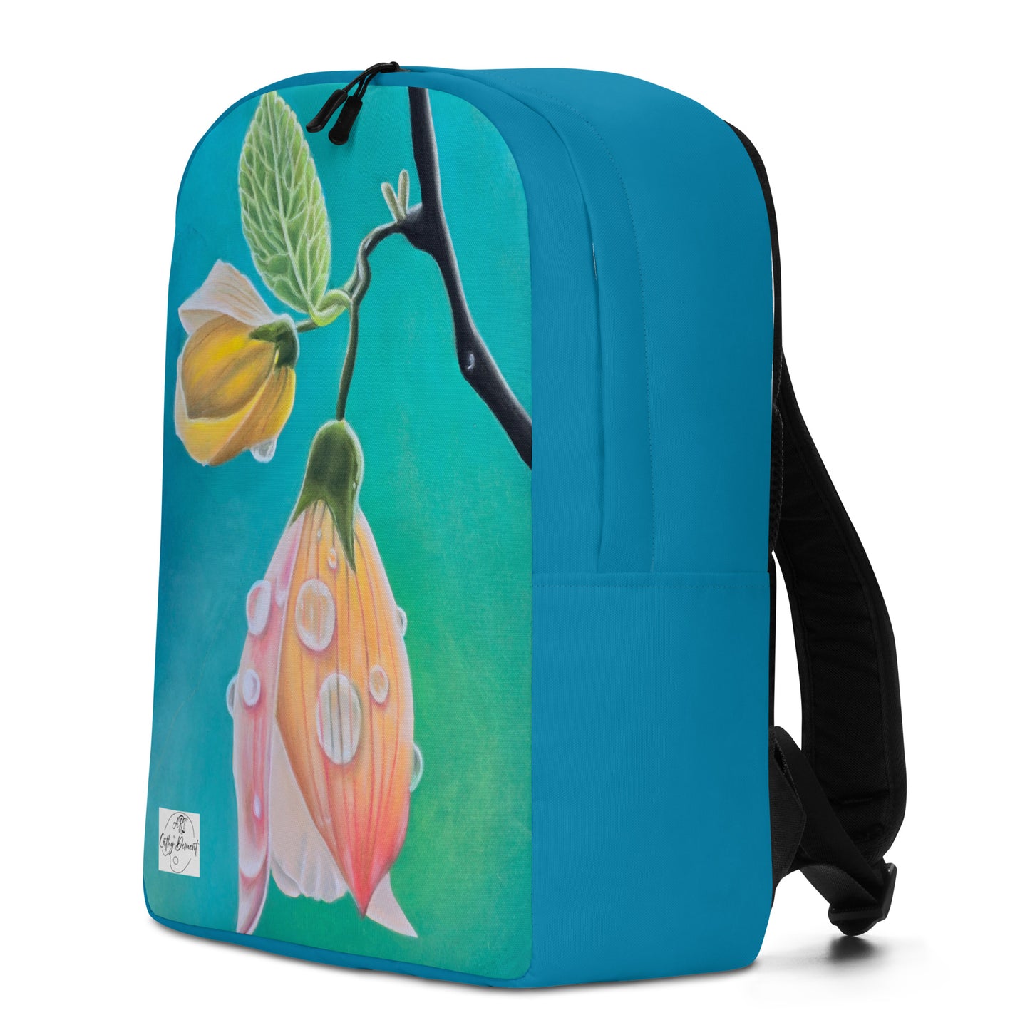 Minimalist Backpack - Tickled Pink, Colorful Abutilon Flower Artwork by Cathy Dement, Wearable Art Bag