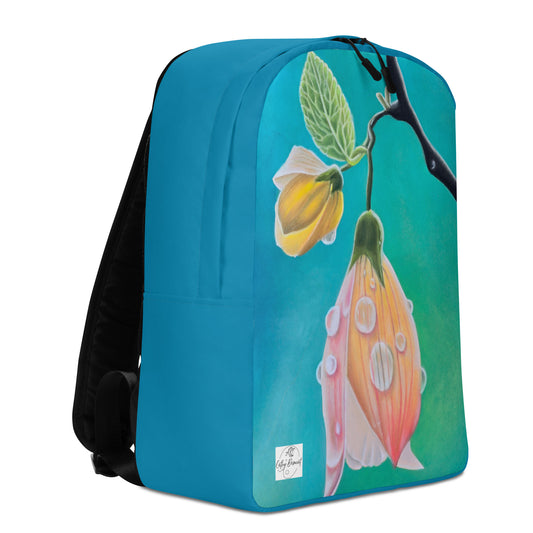 Minimalist Backpack - Tickled Pink, Colorful Abutilon Flower Artwork by Cathy Dement, Wearable Art Bag