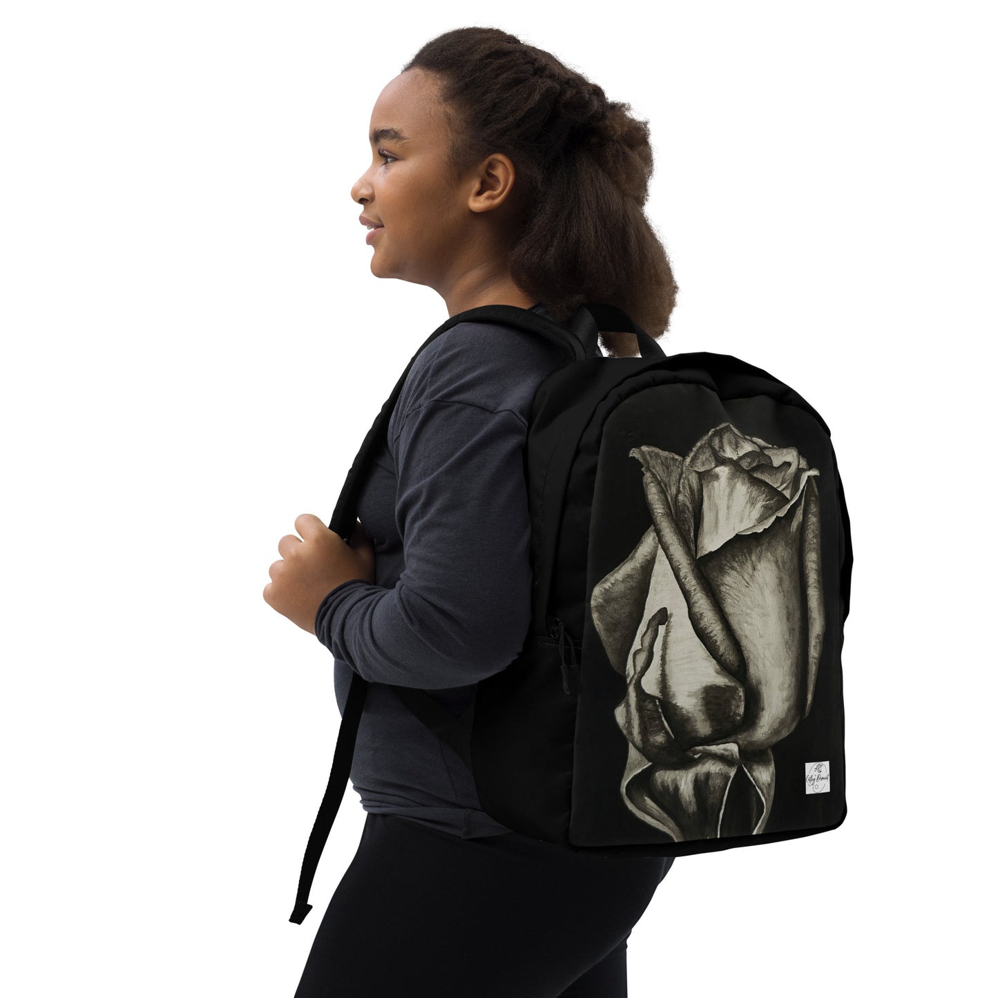 Dusk's Embrace: Monochrome Rose Backpack