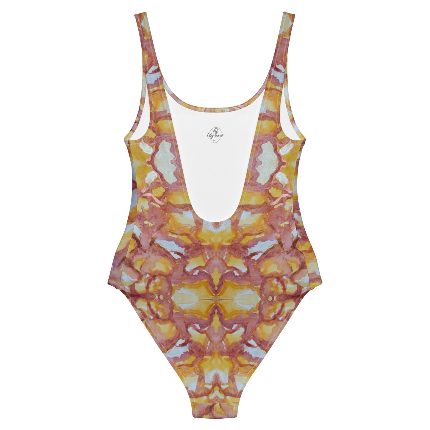 One-Piece Swimsuit - Sunset Veil - Colorful Abstract Artwork Design