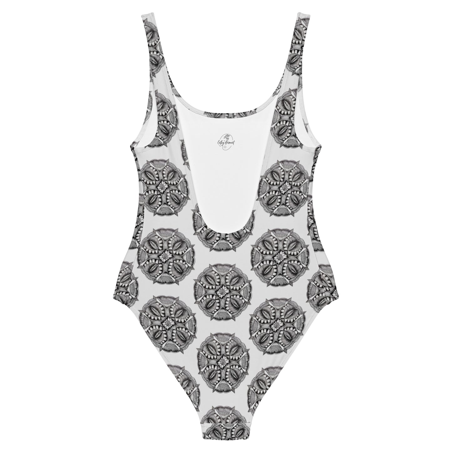 One Piece Swimsuit - Zen-Dala - Monochrome Mandala Abstract Artwork Design