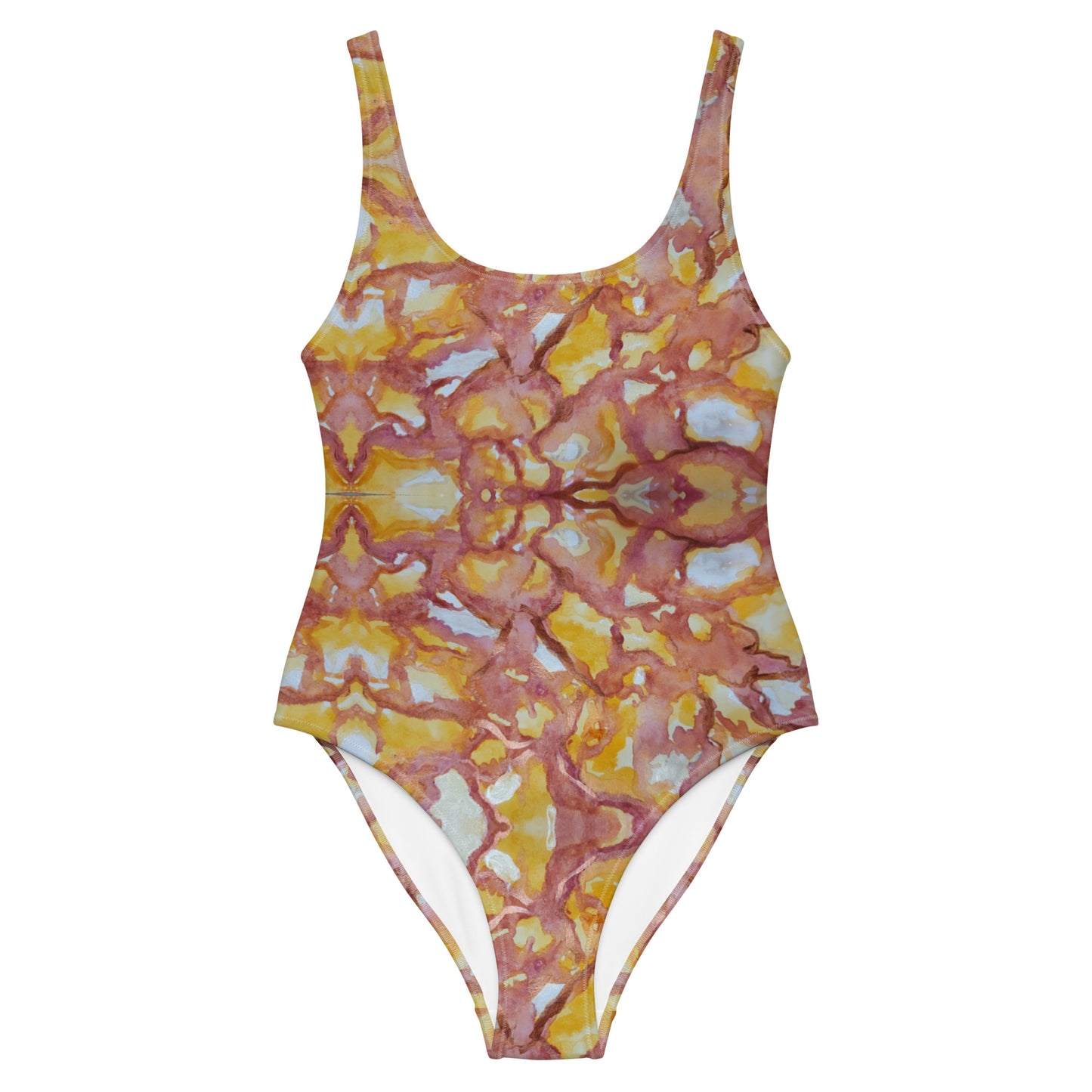 One-Piece Swimsuit - Sunset Veil - Colorful Abstract Artwork Design