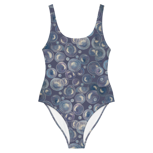 One-Piece Swimsuit - Tranquil Reflections - Colorful Abstract Bubble Artwork Design