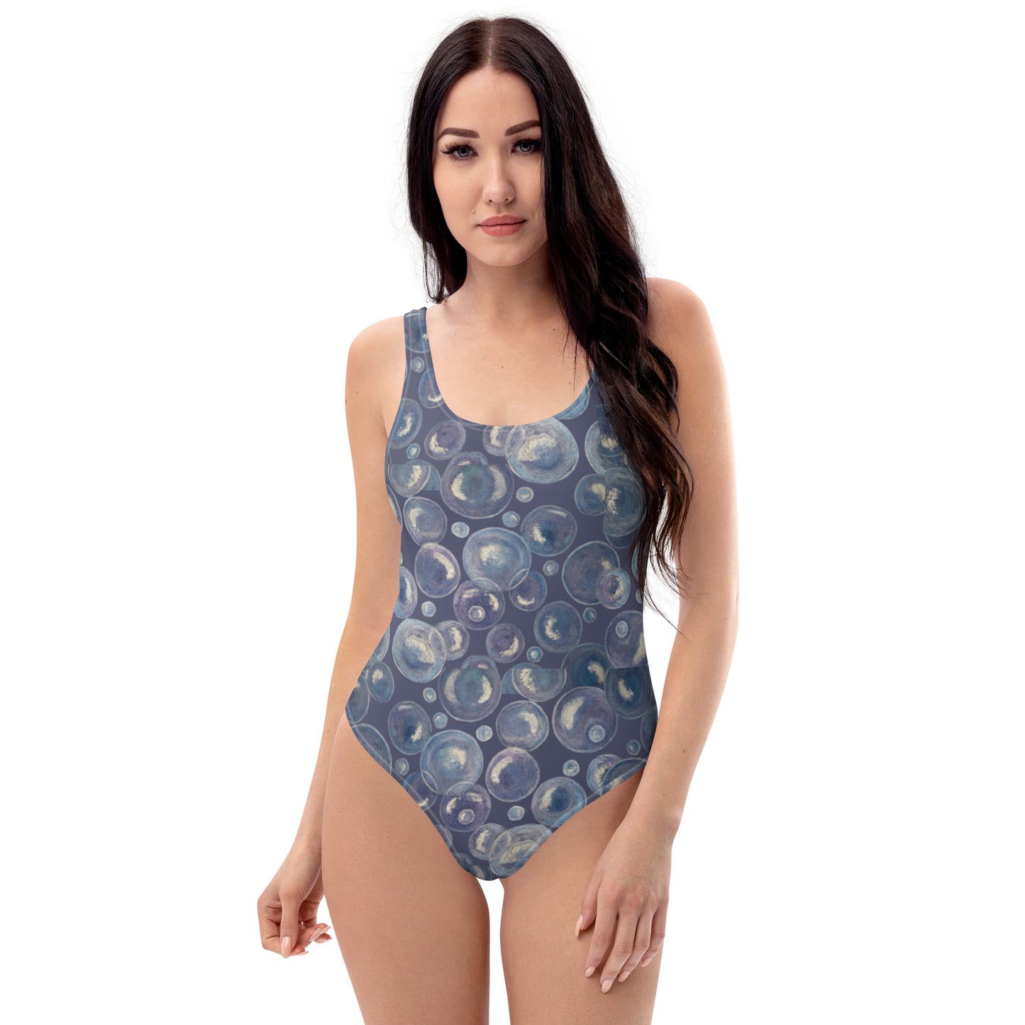 One-Piece Swimsuit - Tranquil Reflections - Colorful Abstract Bubble Artwork Design