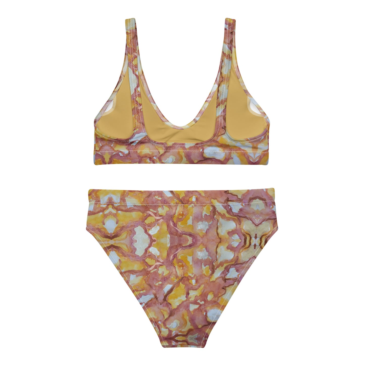 High-waisted Bikini - Sunset Veil - Colorful Abstract Artwork Design