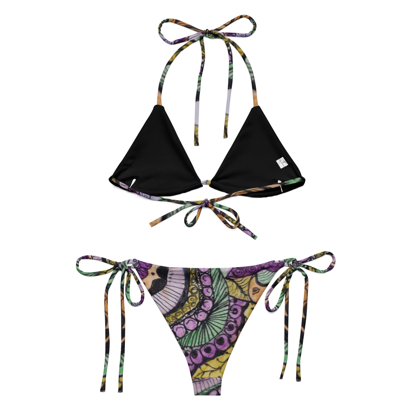 String Bikini - Zen Floral Bliss - Colorful Abstract Artwork Design