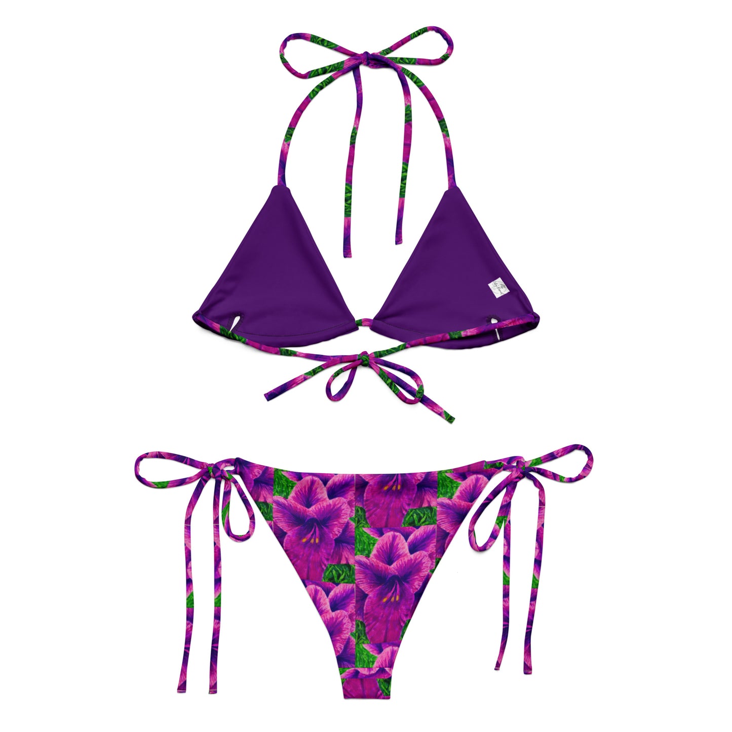 String Bikini - Royal Reverie - Purple Gladiola Artwork Design