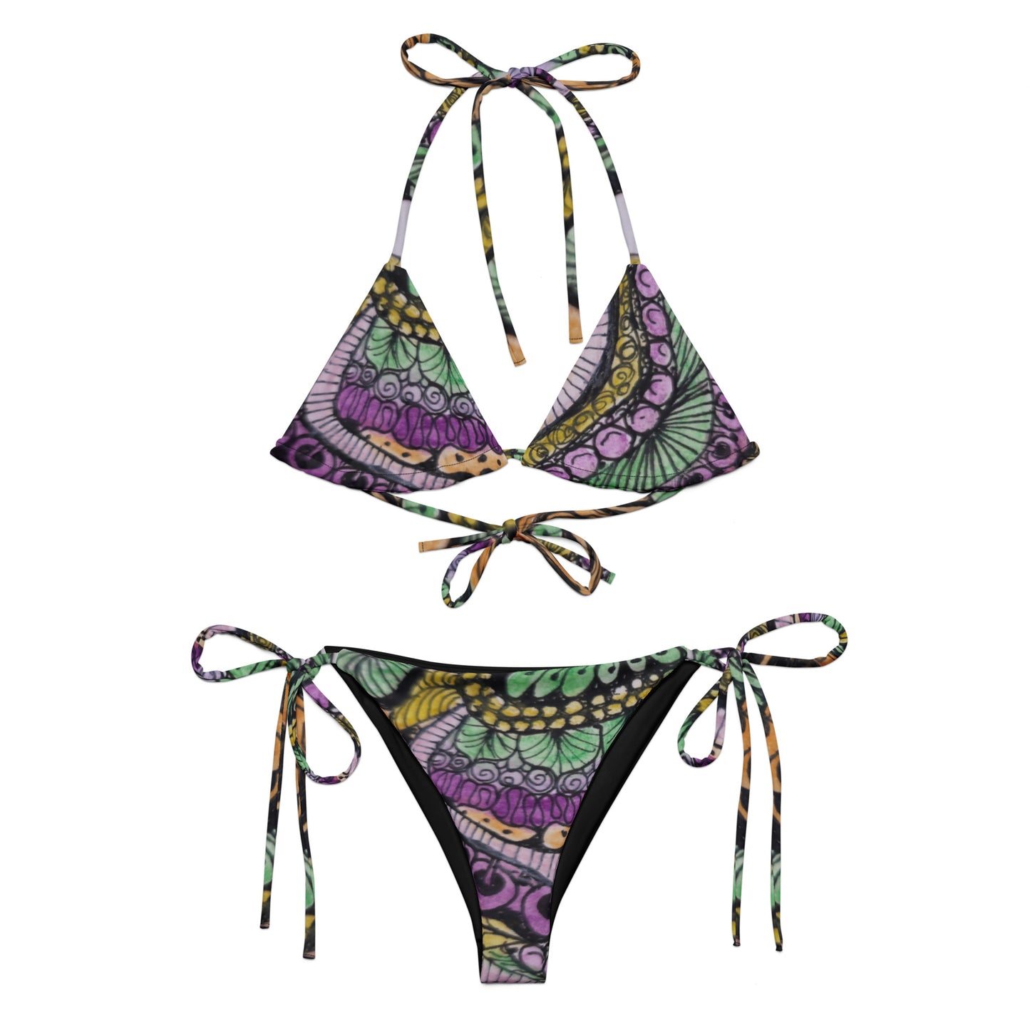 String Bikini - Zen Floral Bliss - Colorful Abstract Artwork Design