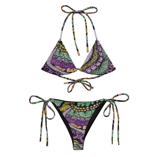 String Bikini - Zen Floral Bliss - Colorful Abstract Artwork Design