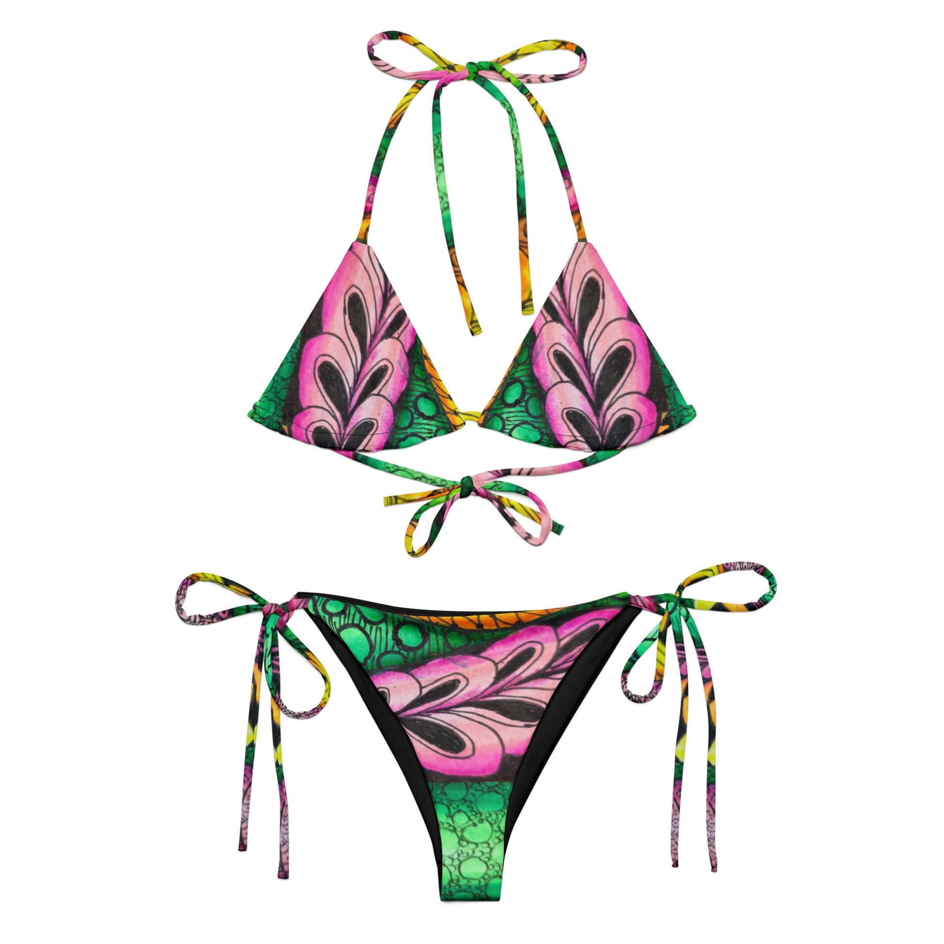 String Bikini - Zen Bloom - Colorful Abstract Artwork Design