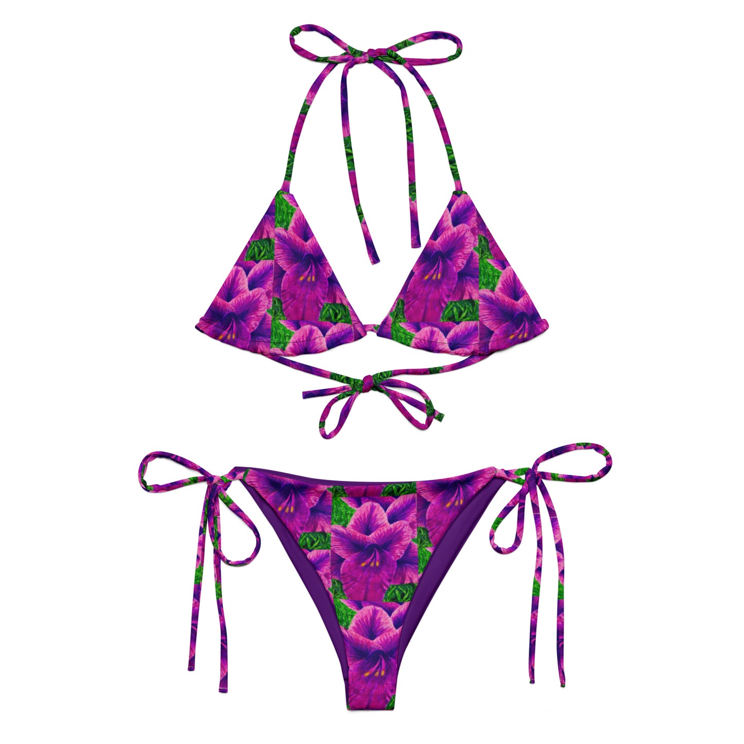 String Bikini - Royal Reverie - Purple Gladiola Artwork Design