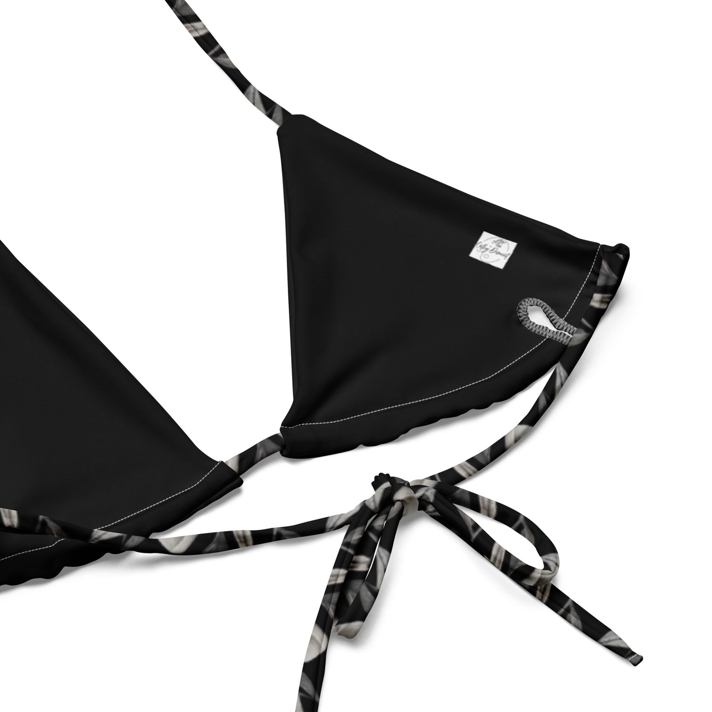 String Bikini - Midnight Magnolias - Monochrome Black and White Floral Artwork Design