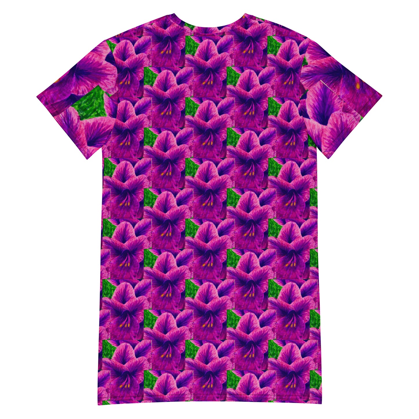 T-shirt Dress - Royal Reverie - Purple Gladiola Artwork Design by Cathy Dement