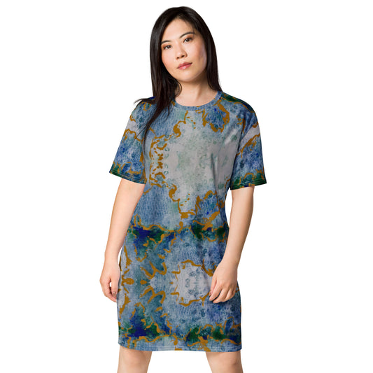 Celestial Dreamscape T-Shirt Dress - Abstract Watercolor Artwork by Cathy Dement