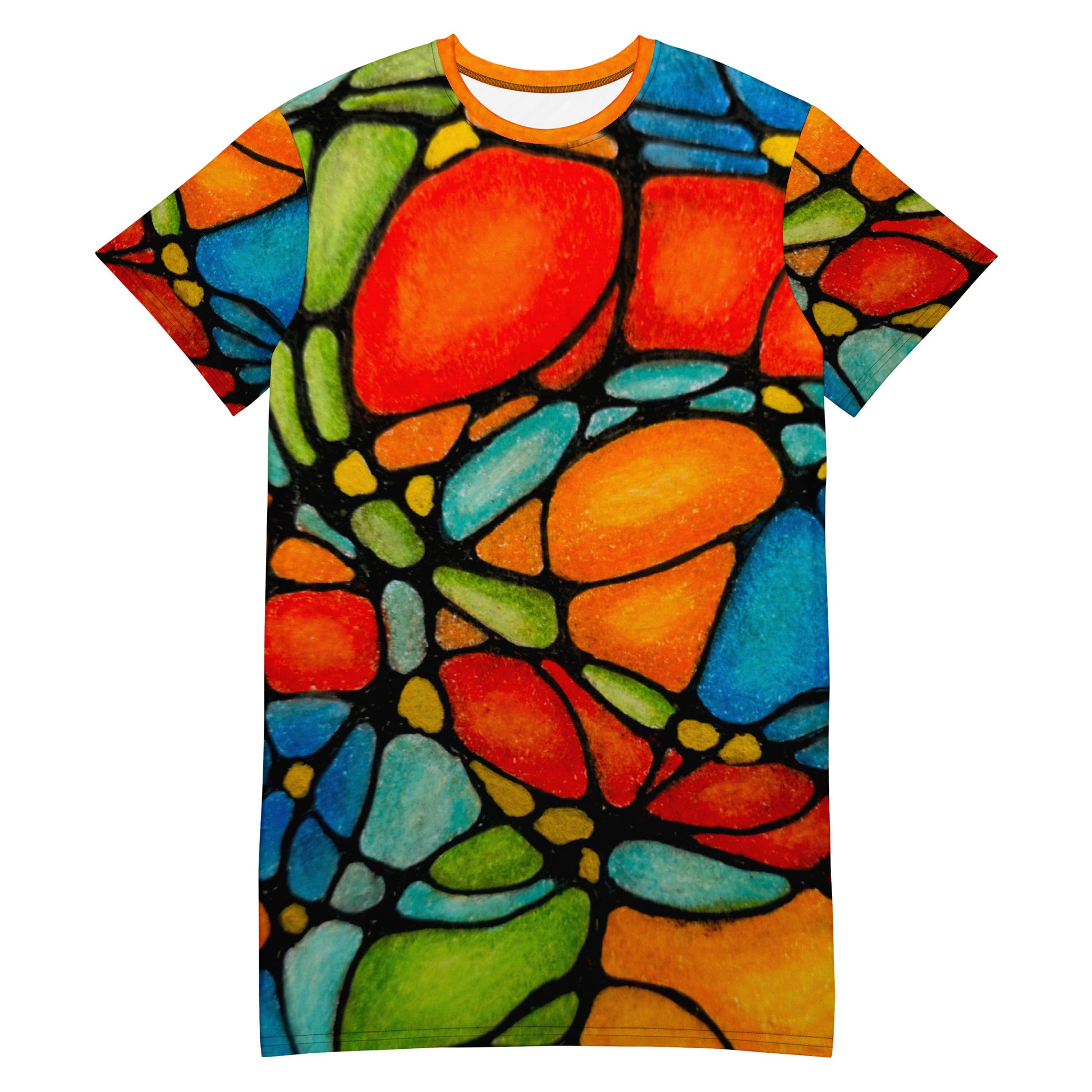 T-shirt Dress - Petals in Motion - Colorful Abstract Floral Artwork Design by Cathy Dement