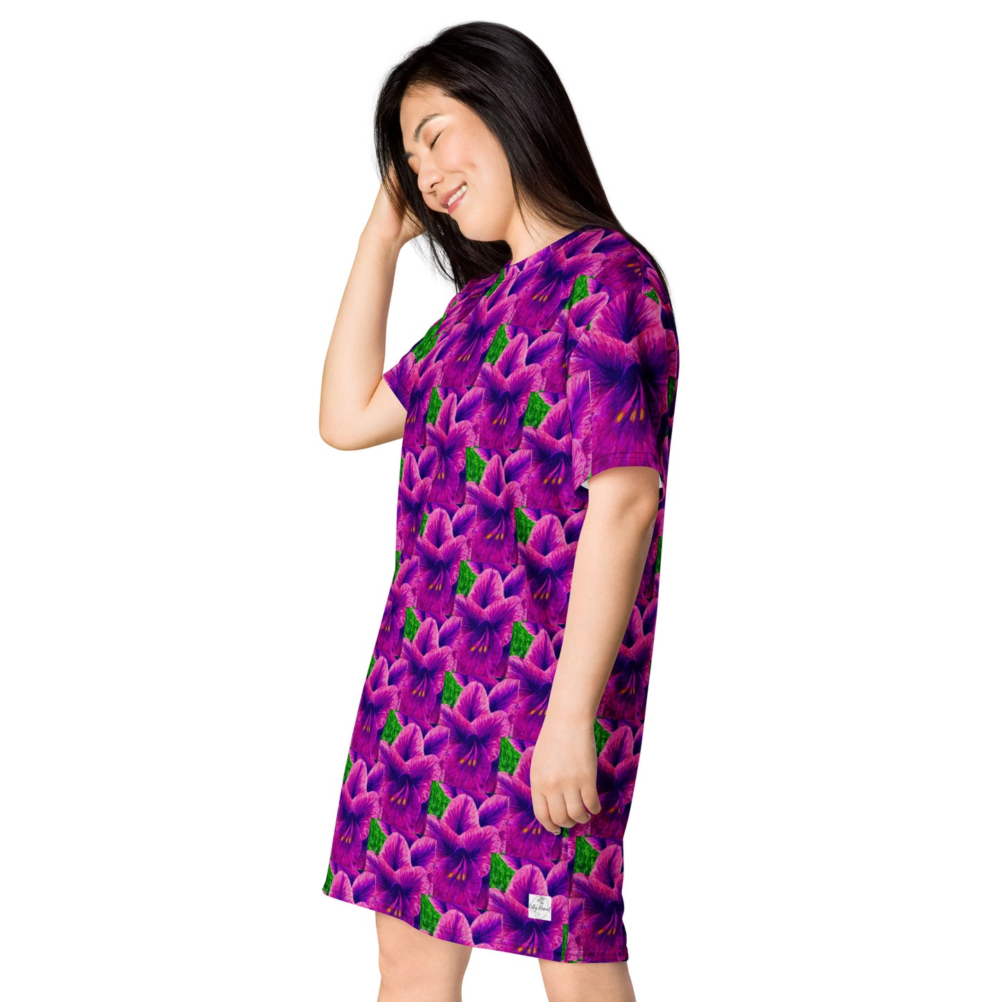 T-shirt Dress - Royal Reverie - Purple Gladiola Artwork Design by Cathy Dement