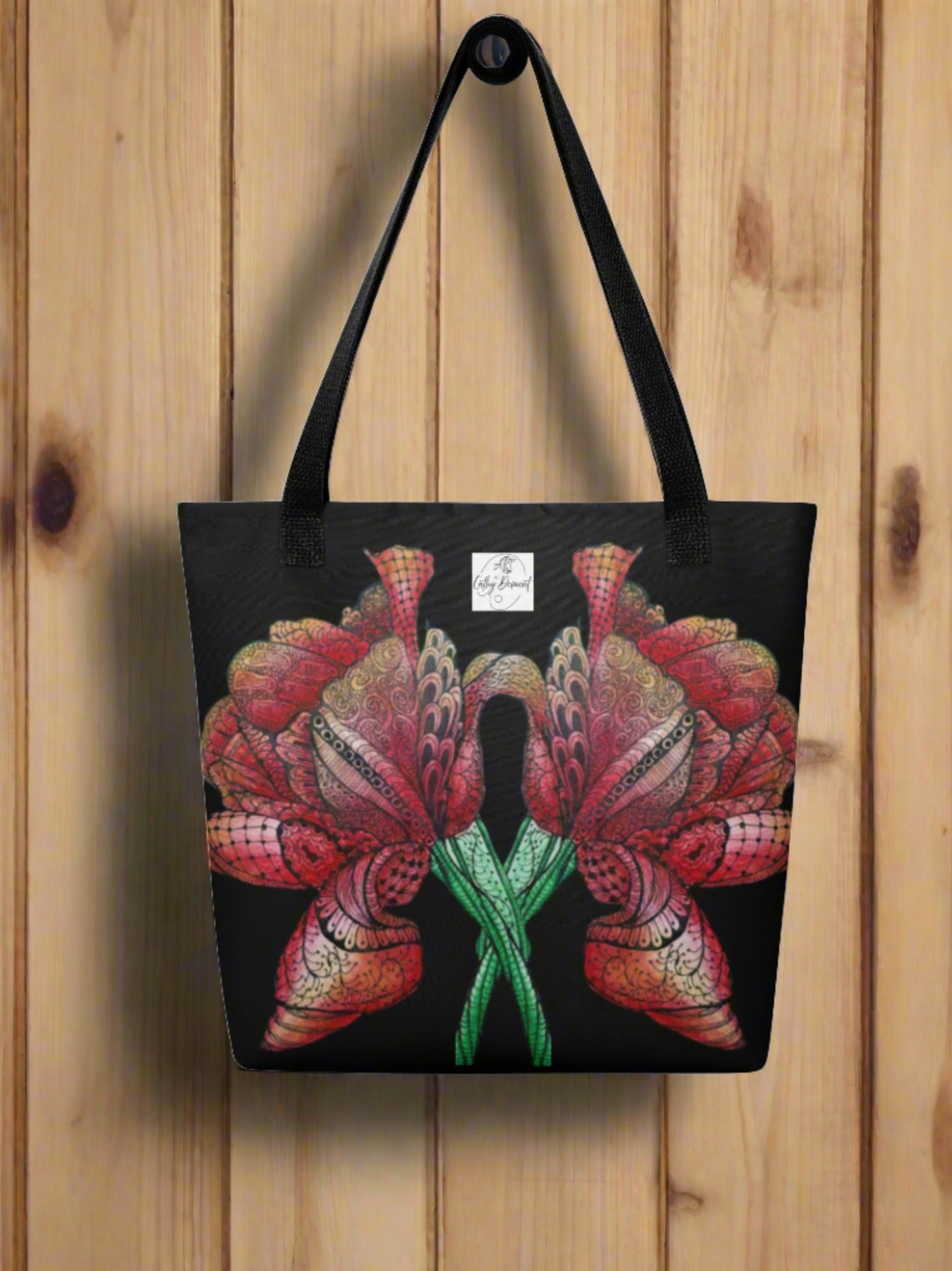 Tote Bag: Zen Floral Harmony Zentangle Artwork Design