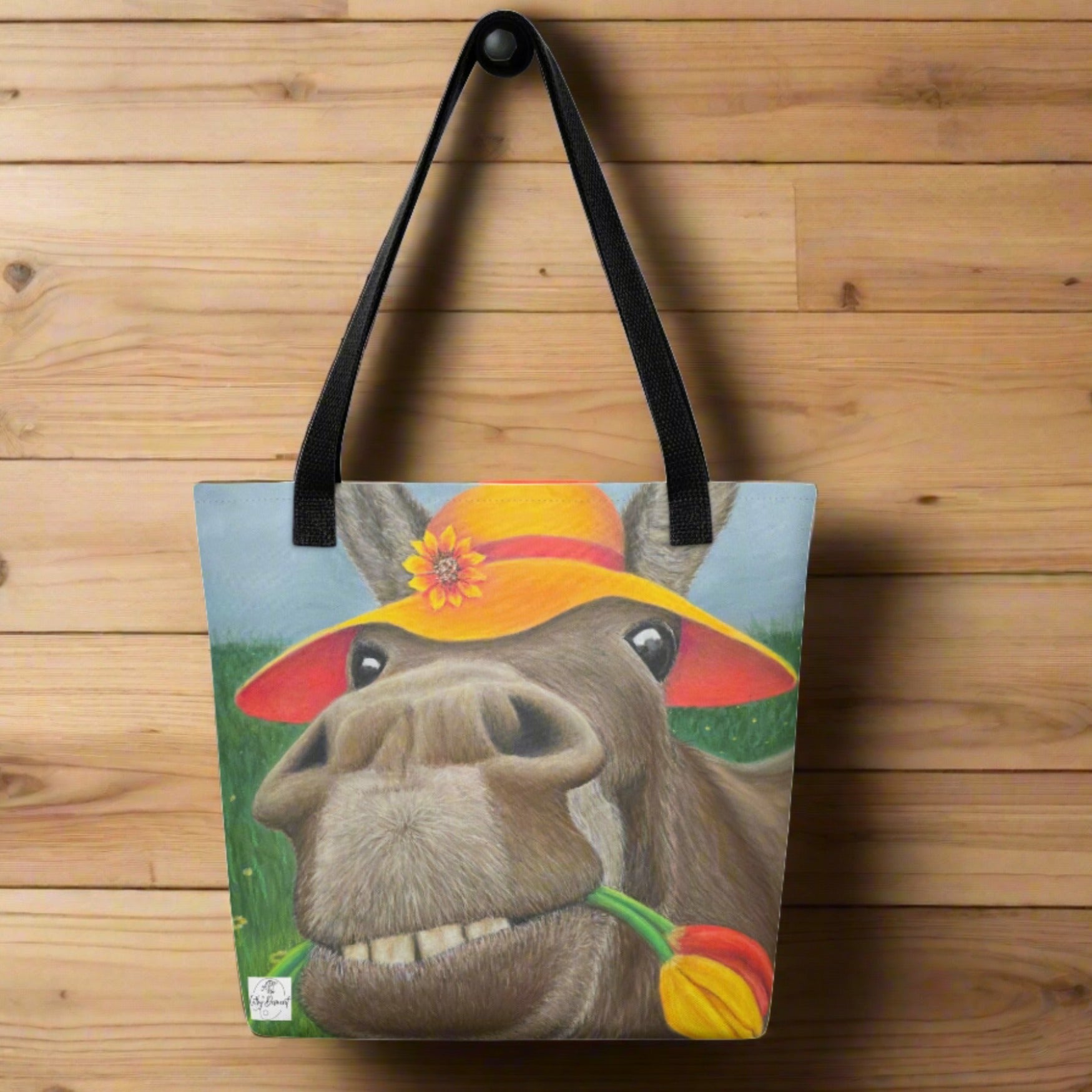 Tote Bag: The Tulip Thief Whimsical Donkey In Floppy Hat Artwork