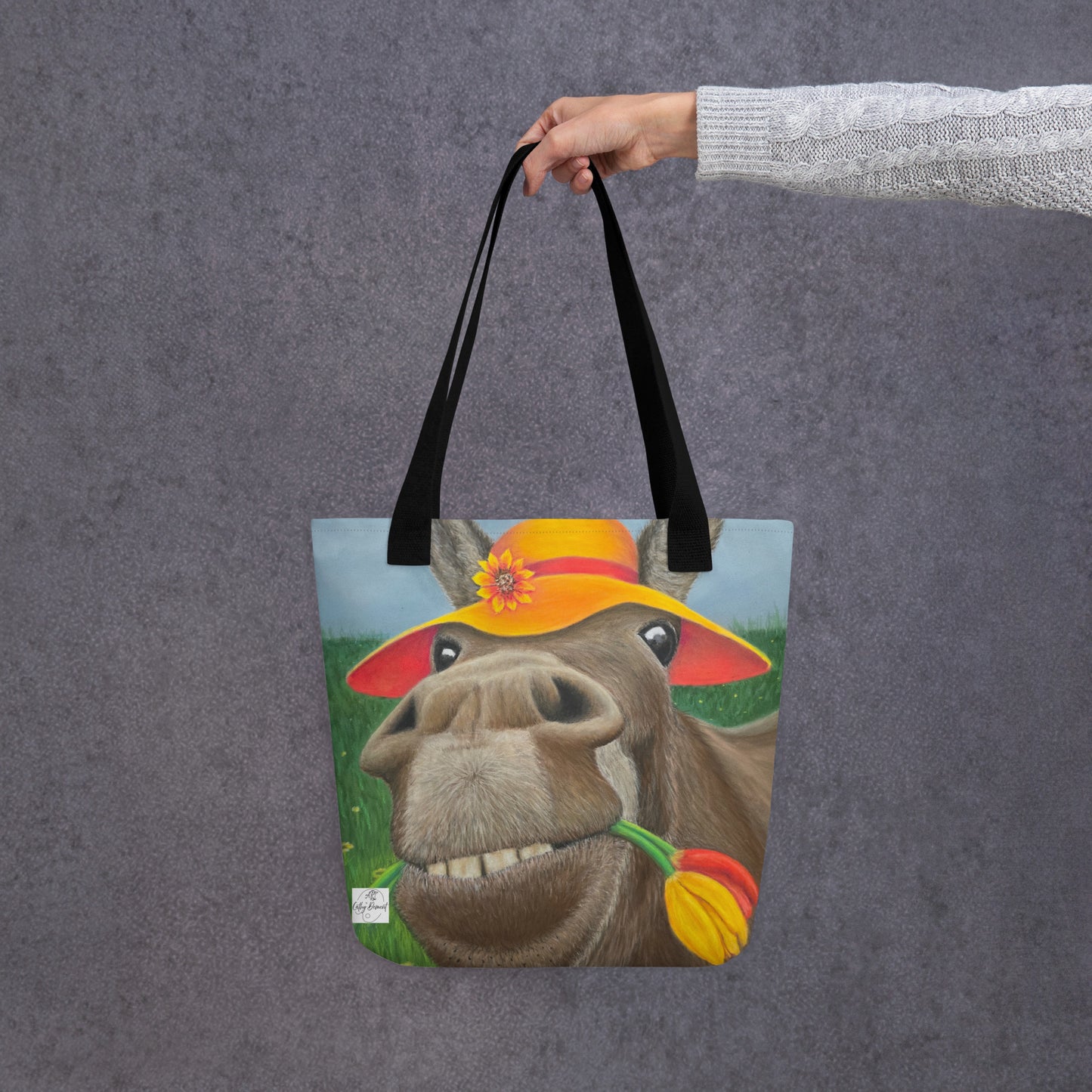 Tote Bag: The Tulip Thief Whimsical Donkey In Floppy Hat Artwork