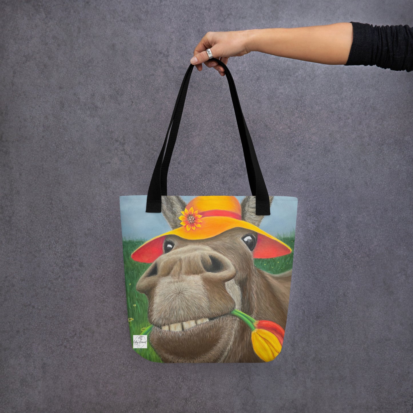 Tote Bag: The Tulip Thief Whimsical Donkey In Floppy Hat Artwork