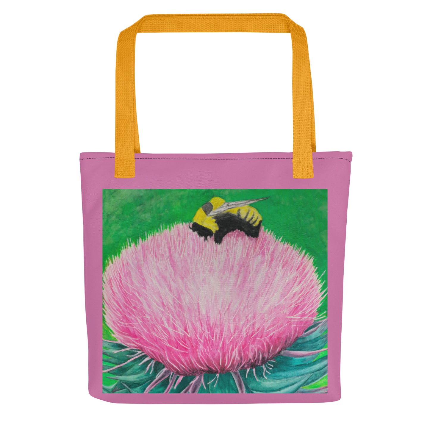 Pink Tote bag: Bumble Bee Bliss Floral Artwork Design