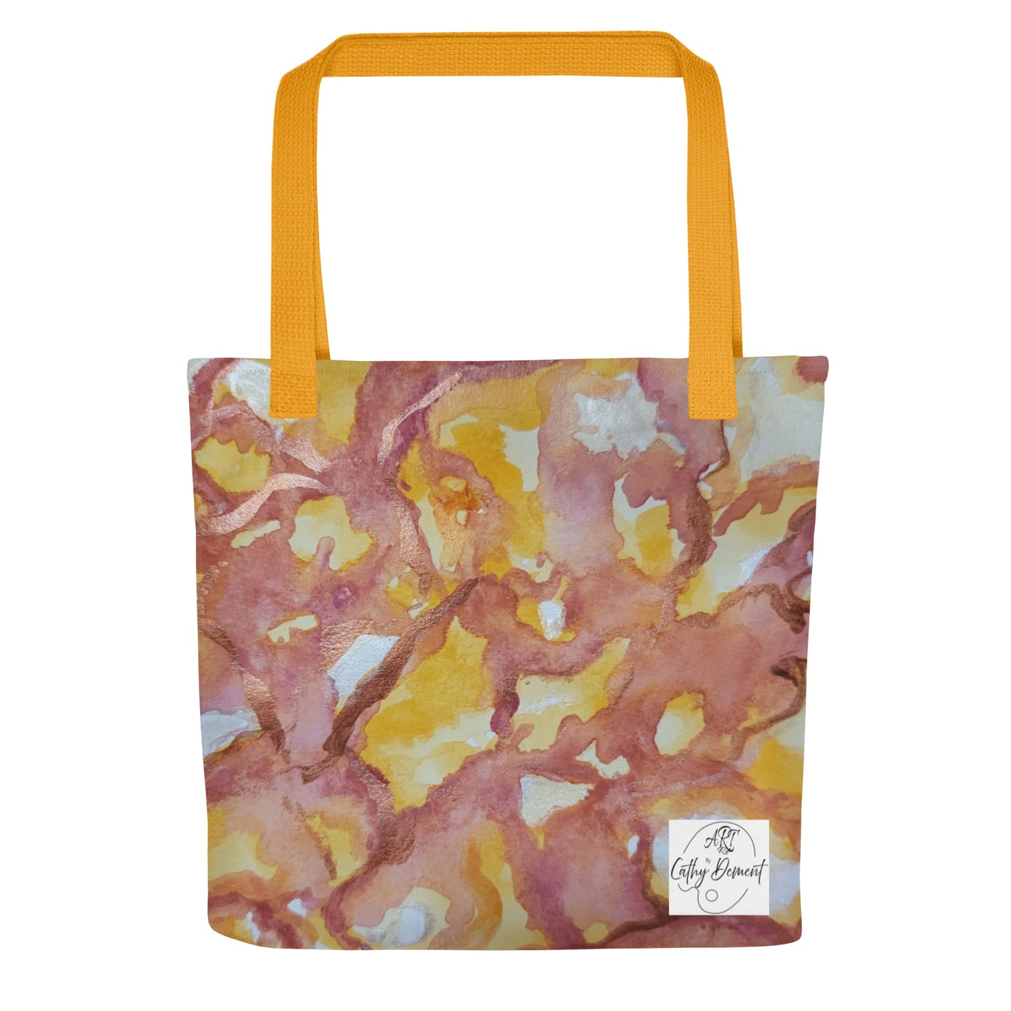 Tote bag: Sunset Veil Red and Gold Abstract Artwork Design