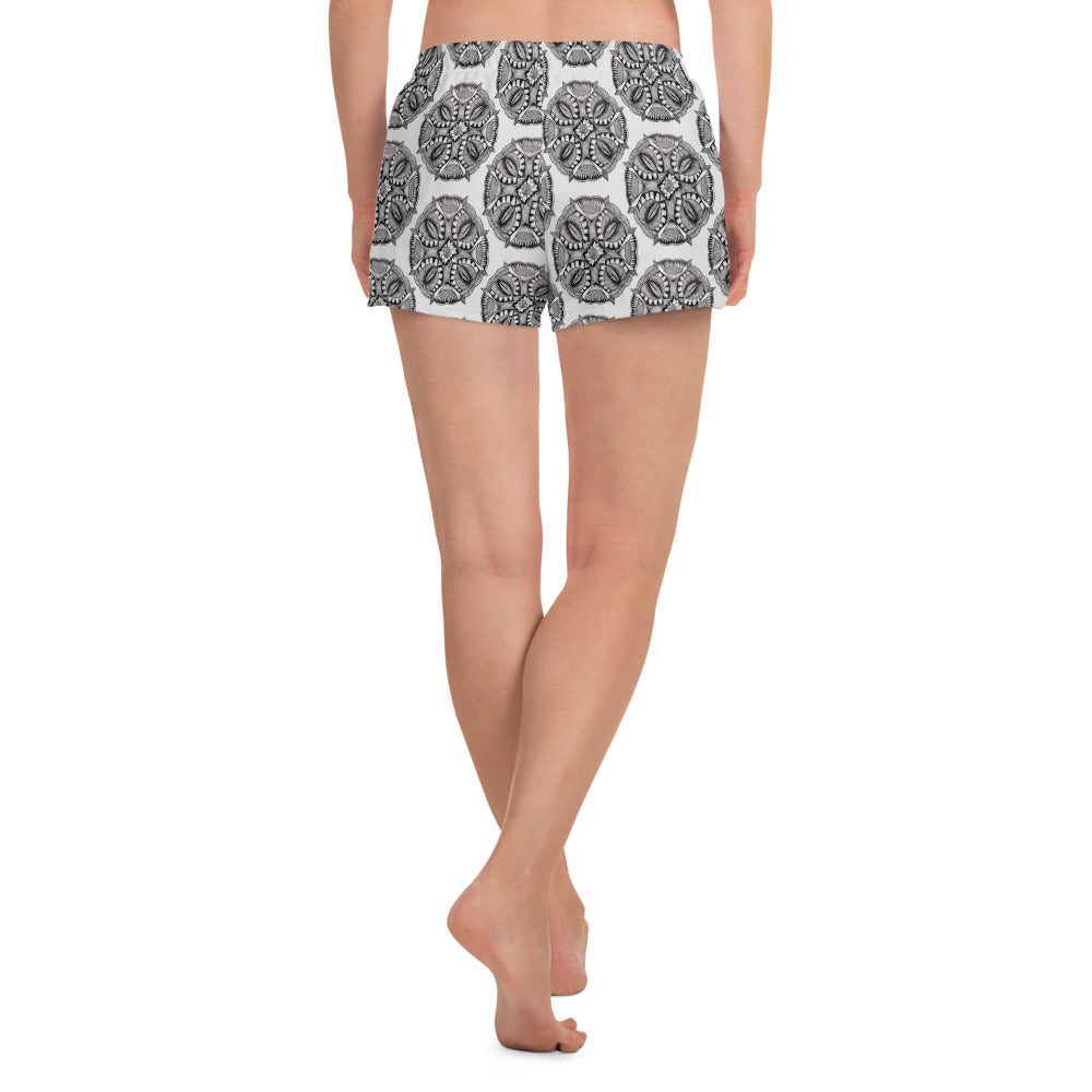 Athletic Shorts - Zen-Dala - Monochrome Mandala Abstract Artwork Design