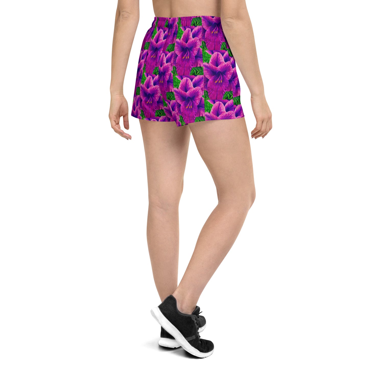 Athletic Shorts - Royal Reverie - Purple Gladioloa - Colorful Floral Artwork Design