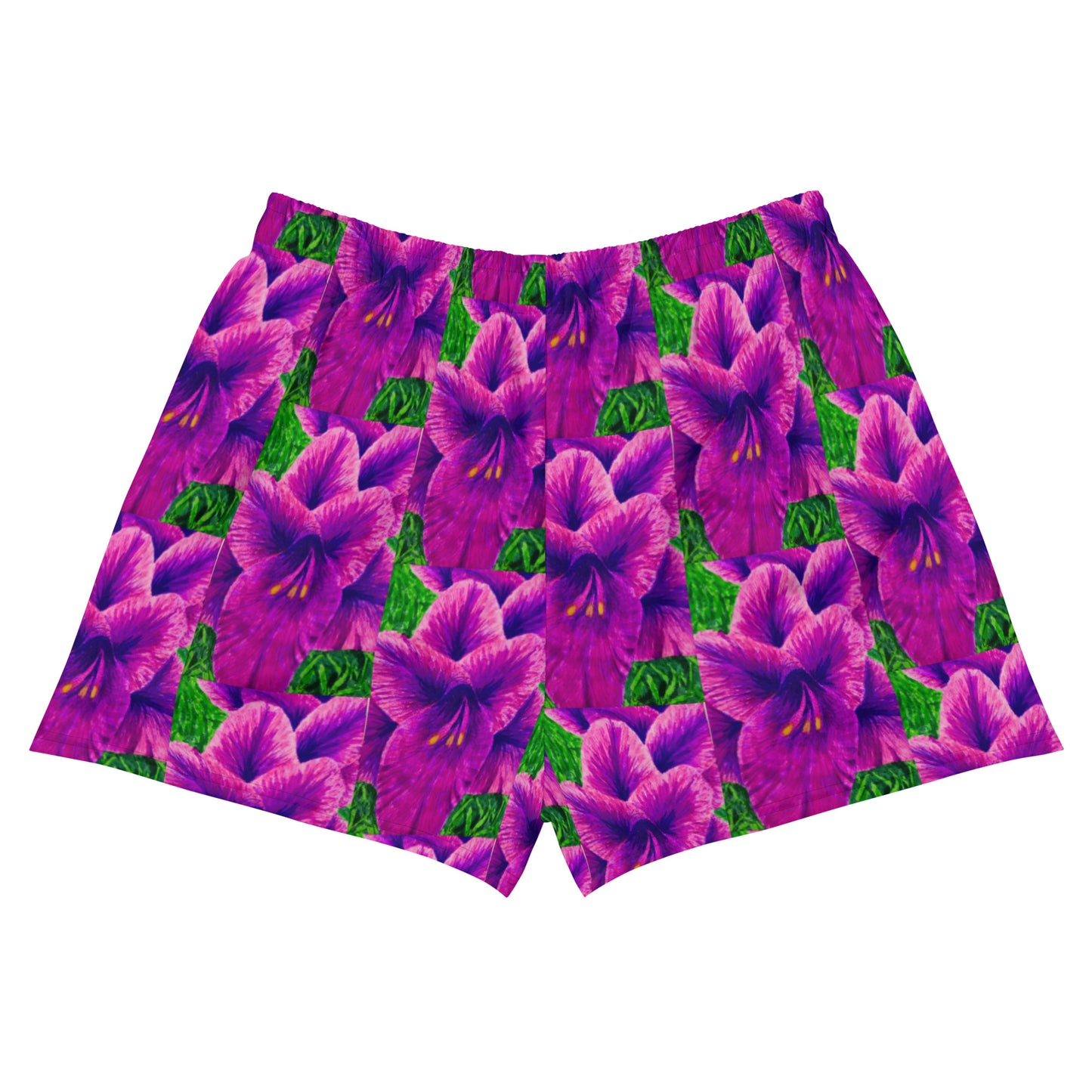 Athletic Shorts - Royal Reverie - Purple Gladioloa - Colorful Floral Artwork Design