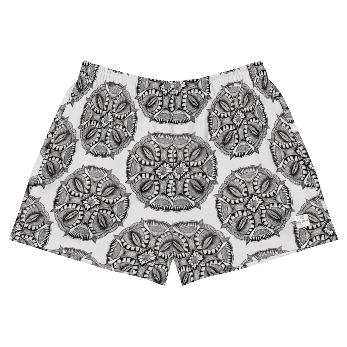 Athletic Shorts - Zen-Dala - Monochrome Mandala Abstract Artwork Design