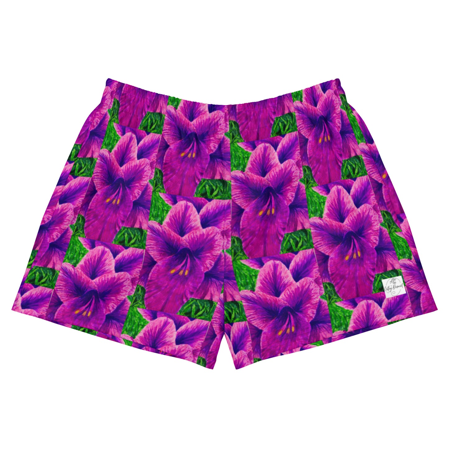 Athletic Shorts - Royal Reverie - Purple Gladioloa - Colorful Floral Artwork Design