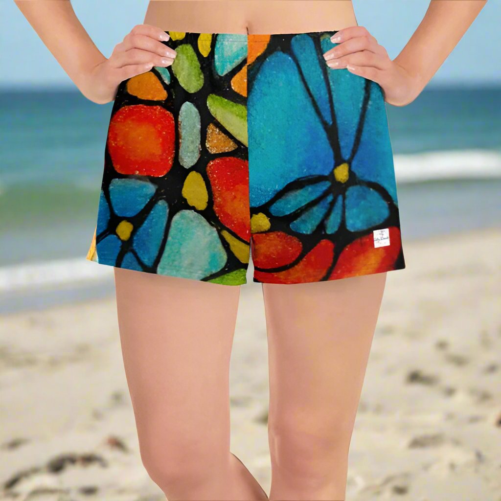 Athletic Shorts - Petals in Motion - Colorful Abstract Floral Artwork Design